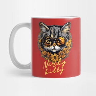 Nerdy Kitty Delight: Funny Aesthetic Smart Cat Art for Cat Lovers Mug